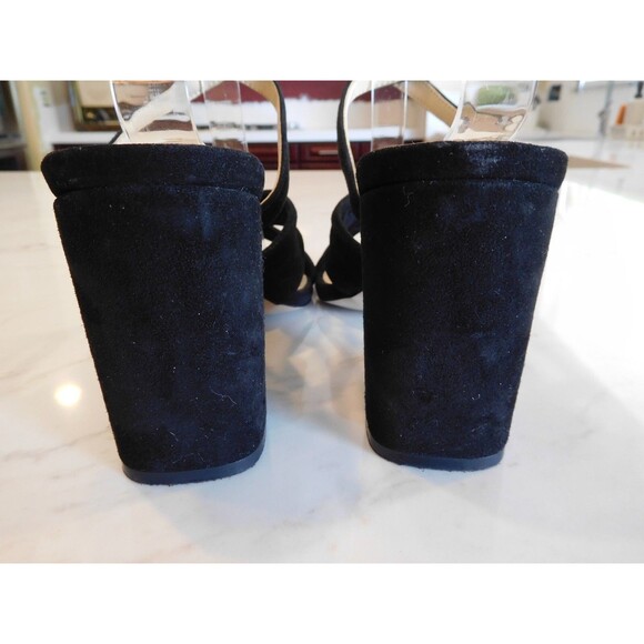 SOLE SOCIETY "Joanan" Black Suede Leather Ankle Strap Criss-Cross Sandals 8.5M - Picture 7 of 11